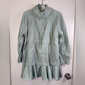 Daily Practice by Anthropologie Ruffle-Hem Half-Zip Pullover Dress seafoam M